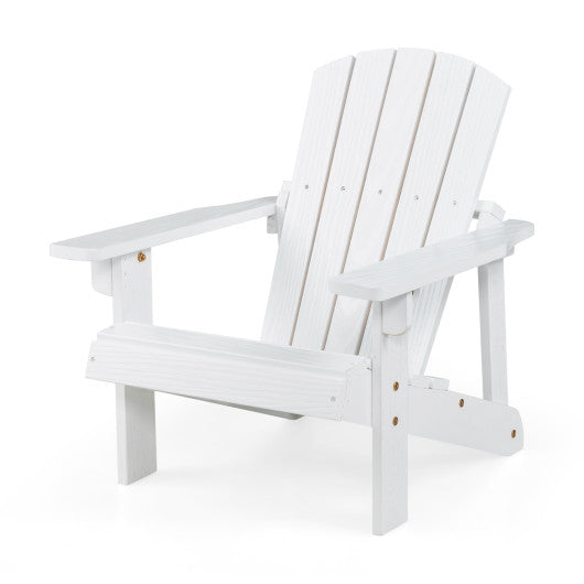 Kid's Adirondack Chair with High Backrest and Arm Rest-White