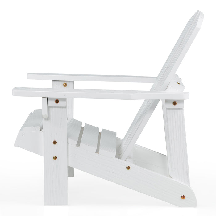 Kid's Adirondack Chair with High Backrest and Arm Rest-White