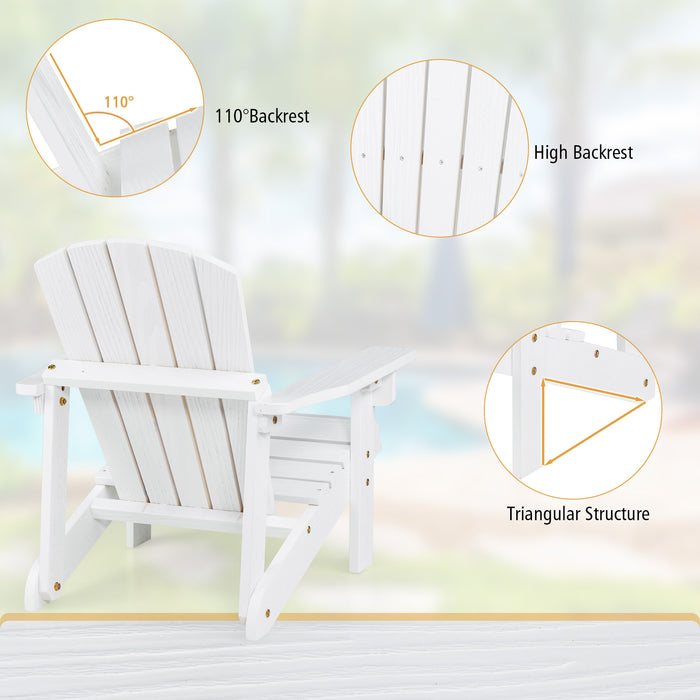 Kid's Adirondack Chair with High Backrest and Arm Rest-White