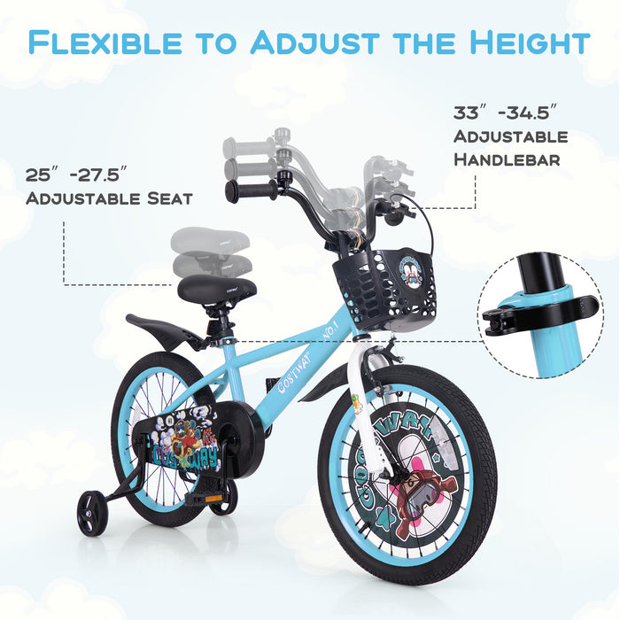 18 Inch Kids Bike with Adjustable Handlebar and Saddle for 4-8 Years Old-18 inches