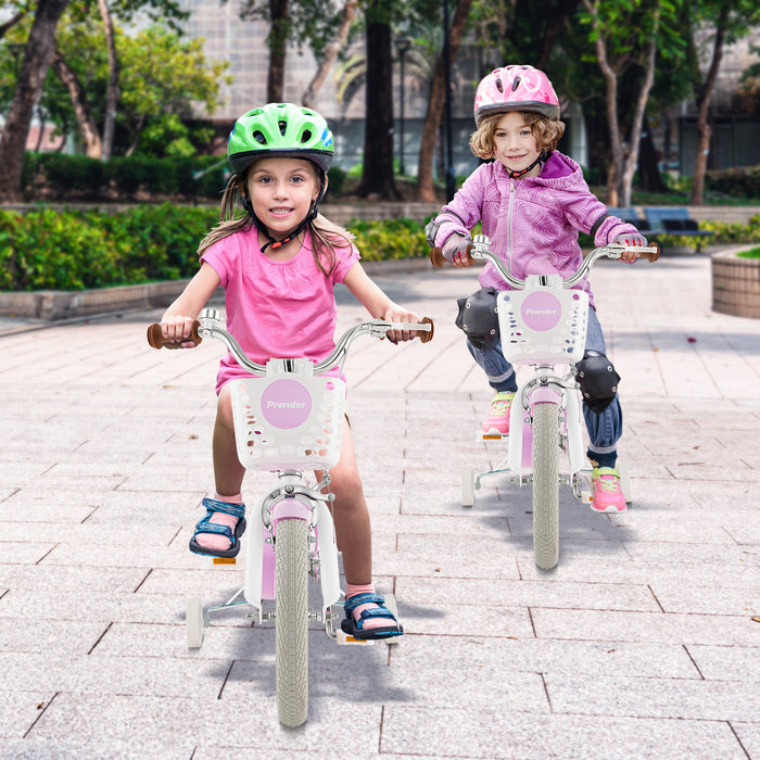 14 Inch Kid's Bike with Removable Training Wheels and Basket-Purple