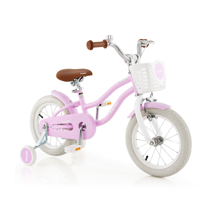 14 Inch Kid's Bike with Removable Training Wheels and Basket-Purple