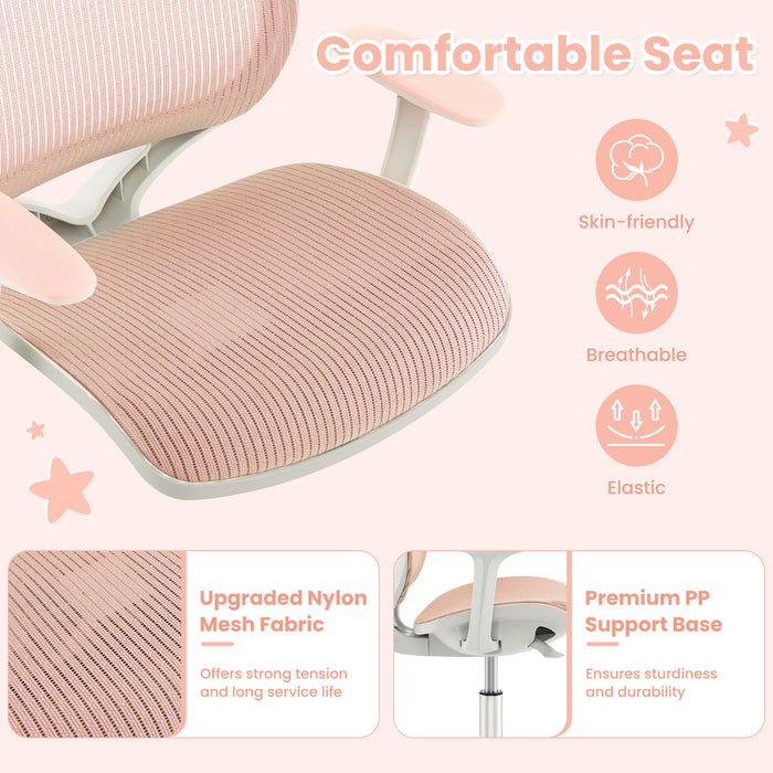 Swivel Mesh Children Computer Chair with Adjustable Height-Pink