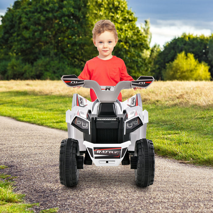 Kids Ride on ATV 4 Wheeler Quad Toy Car with Direction Control-White