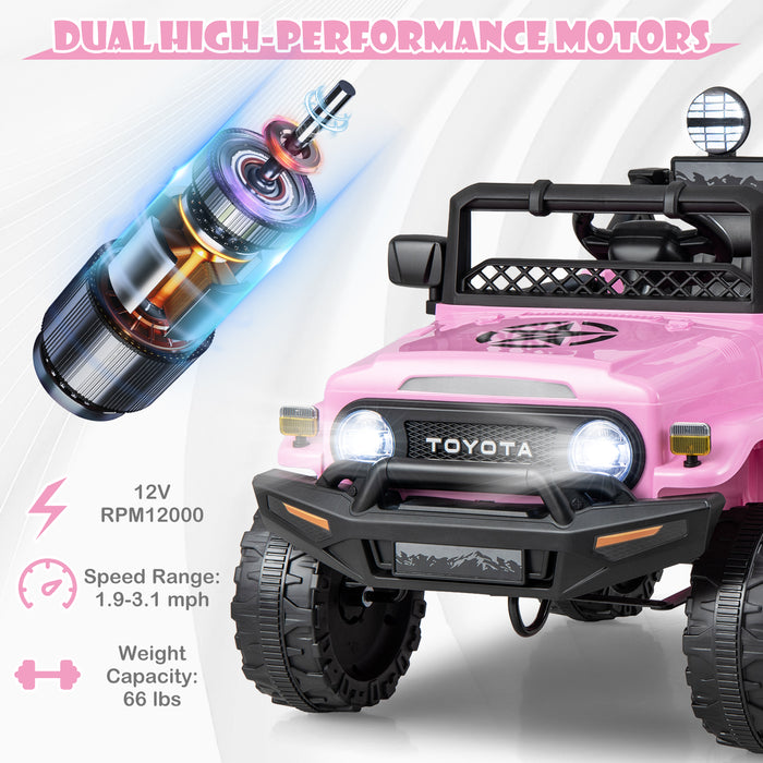 12V 7Ah Licensed Toyota FJ Cruiser Electric Car with Remote Control-Pink