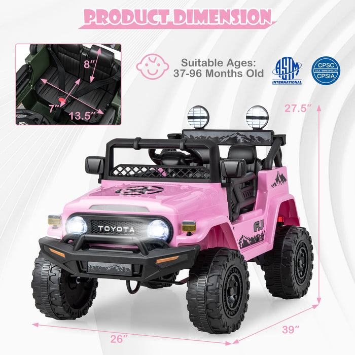 12V 7Ah Licensed Toyota FJ Cruiser Electric Car with Remote Control-Pink