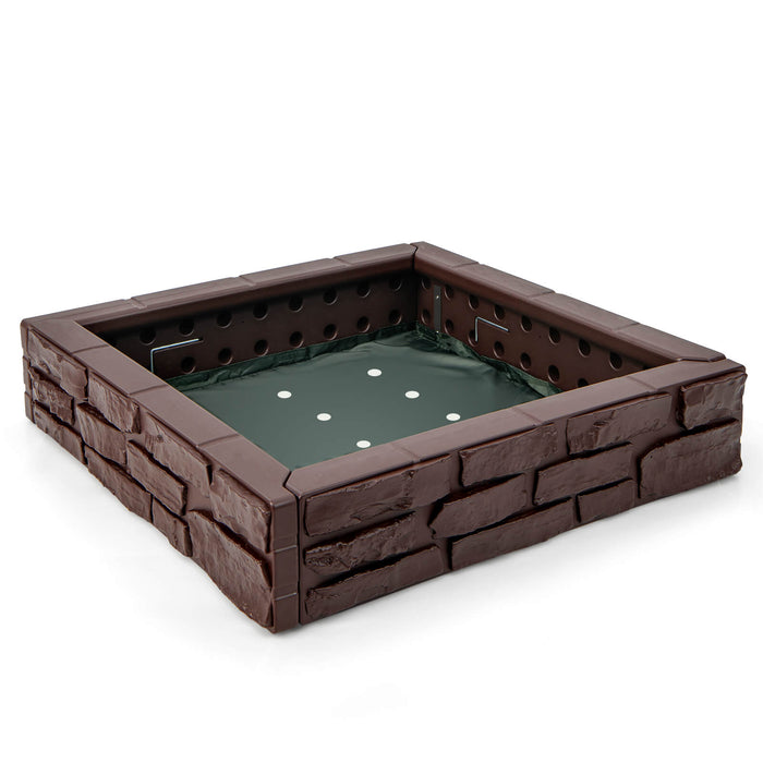 2-In-1 HDPE Kids Sandbox with Cover and Bottom Liner-Brown