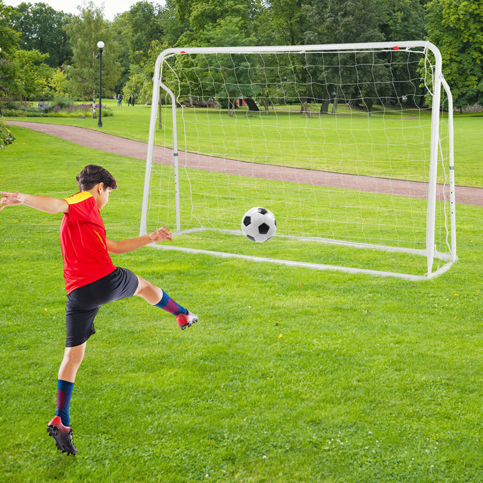 2-in-1 Kids Soccer Rebounder and Soccer Goal with Adjustable Height-White