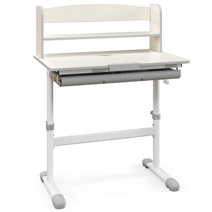 Height Adjustable Kids Study Desk with Tilt Desktop-Gray