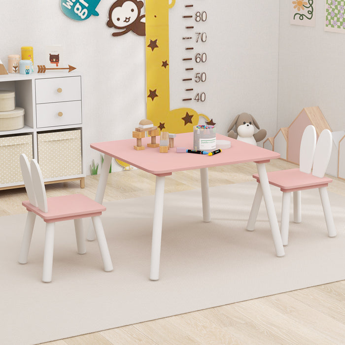 3 Pieces Kids Table and Chairs Set for Arts Crafts Snack Time-Pink