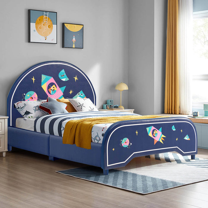 Twin Size Children Upholstered Platform Single Bed