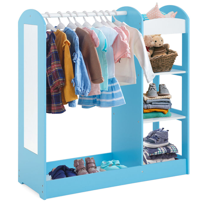 Kids Dress Up Storage with Mirror-Blue