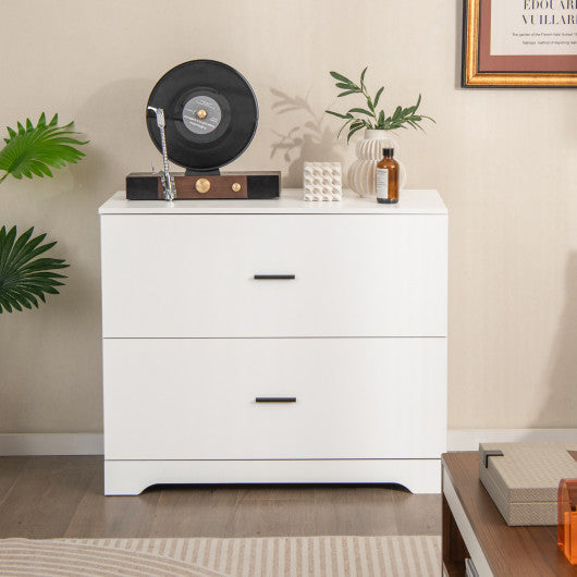 2-Drawer Lateral File Cabinet with Adjustable Bars for Home and Office-White