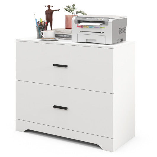 2-Drawer Lateral File Cabinet with Adjustable Bars for Home and Office-White