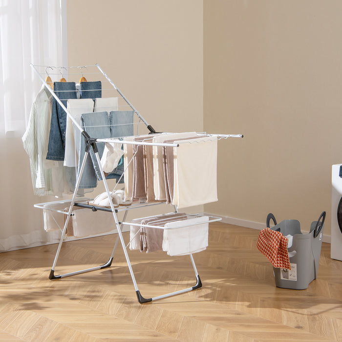 2-level Laundry Drying Rack with Height Adjustable Wings