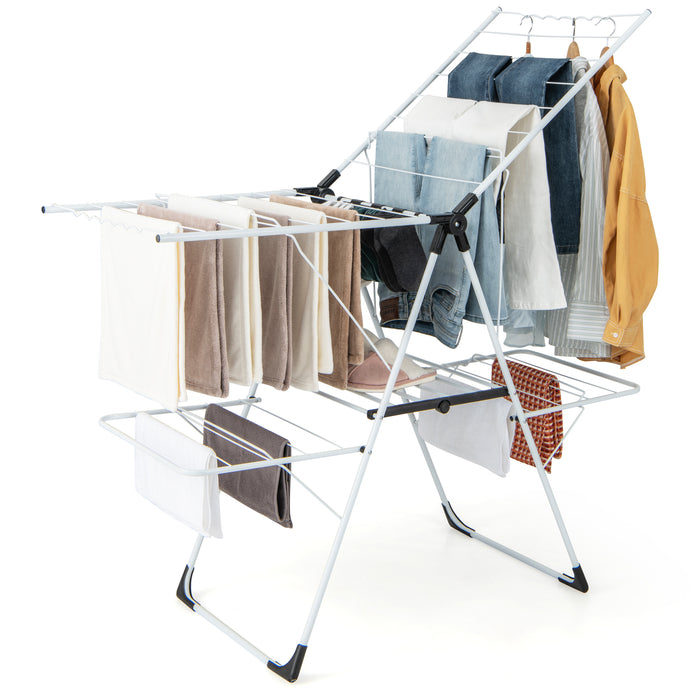 2-level Laundry Drying Rack with Height Adjustable Wings