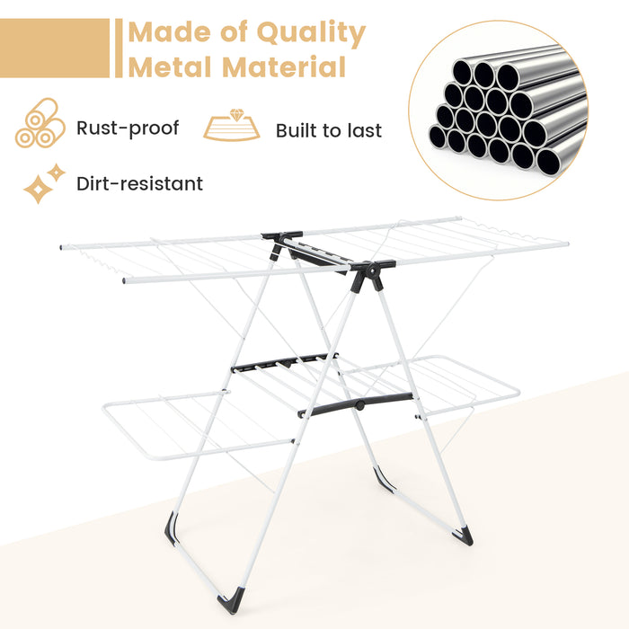 2-level Laundry Drying Rack with Height Adjustable Wings