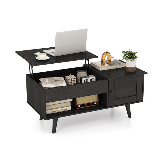 Lift Top Coffee Table with Storage and Hidden Compartment-Black