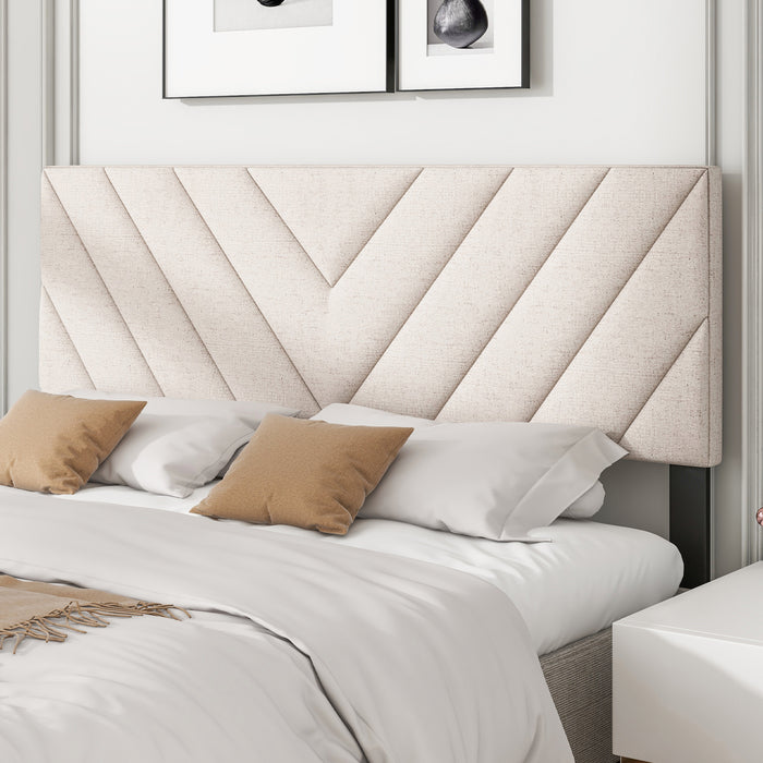 Linen Upholstered Headboard for Full and Queen Size Bed Frames-Beige