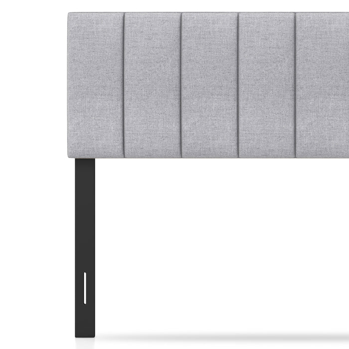 Linen Upholstered Headboard with Solid Wood Legs and Adjustable Width-Gray