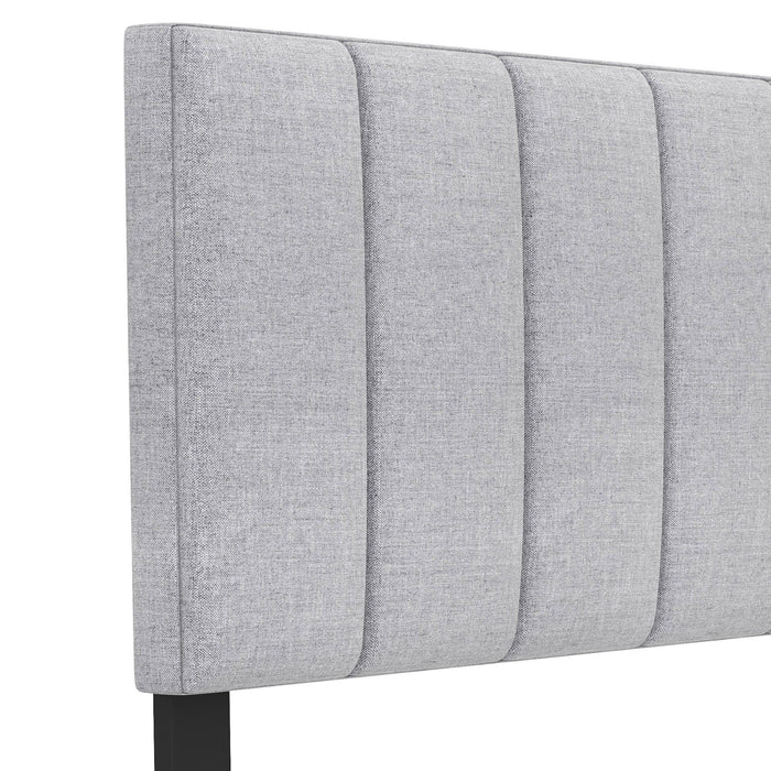 Linen Upholstered Headboard with Solid Wood Legs and Adjustable Width-Gray