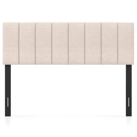 Linen Upholstered Headboard with Solid Wood Legs and Adjustable Width-Beige