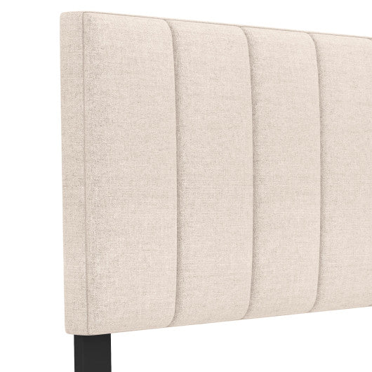 Linen Upholstered Headboard with Solid Wood Legs and Adjustable Width-Beige