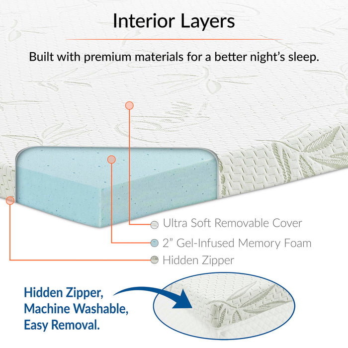 Relax Queen 2" Gel Memory Foam Mattress Topper