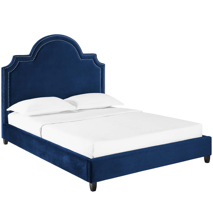 Primrose Queen Performance Velvet Platform Bed