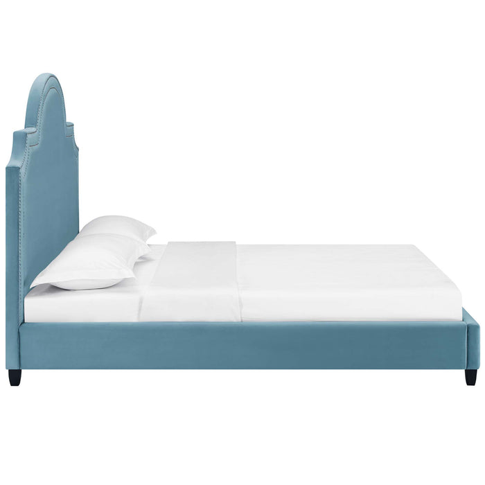 Primrose Queen Performance Velvet Platform Bed