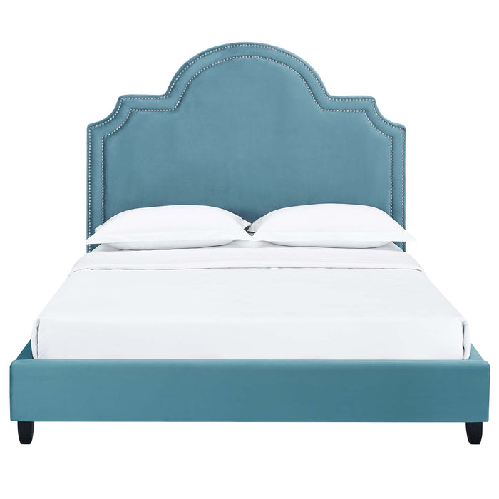 Primrose Queen Performance Velvet Platform Bed