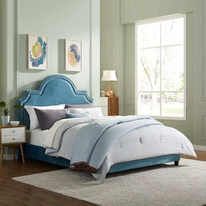 Primrose Queen Performance Velvet Platform Bed