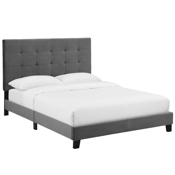 Melanie Full Tufted Button Upholstered Performance Velvet Platform Bed