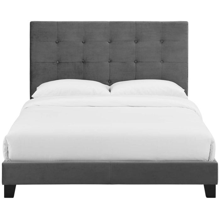 Melanie Queen Tufted Button Upholstered Performance Velvet Platform Bed