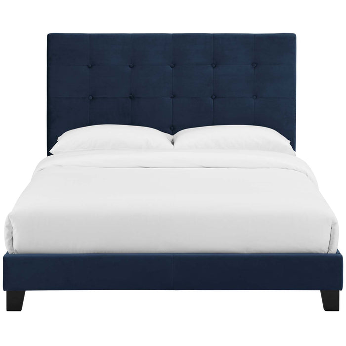 Melanie Queen Tufted Button Upholstered Performance Velvet Platform Bed