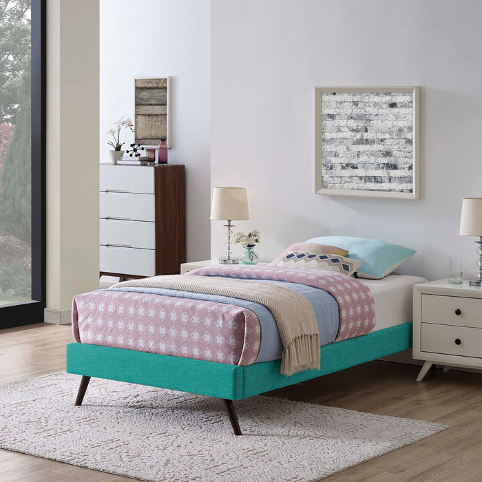 Loryn Twin Fabric Bed Frame with Round Splayed Legs