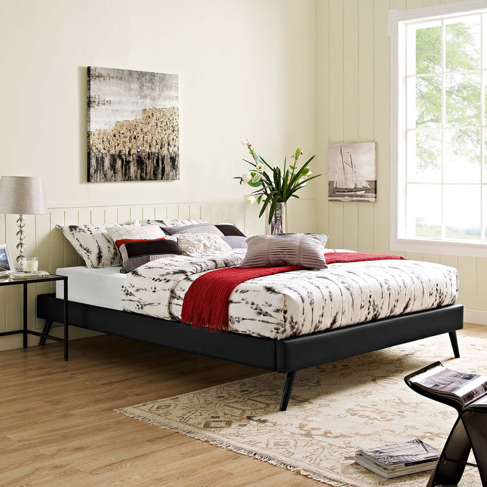 Loryn Queen Vinyl Bed Frame with Round Splayed Legs