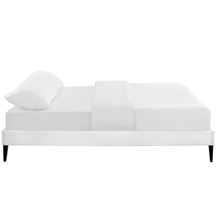 Tessie Full Vinyl Bed Frame with Squared Tapered Legs