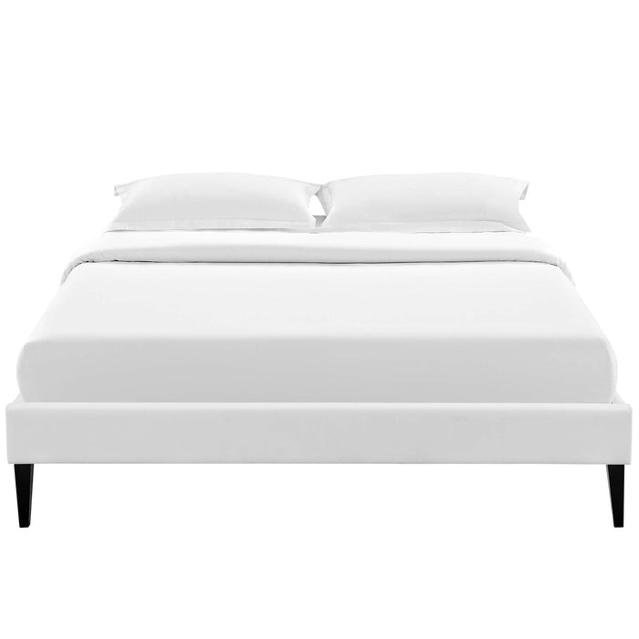 Tessie Full Vinyl Bed Frame with Squared Tapered Legs