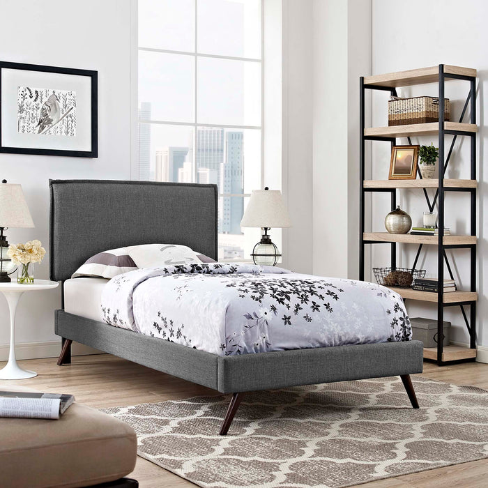 Amaris Twin Fabric Platform Bed with Round Splayed Legs