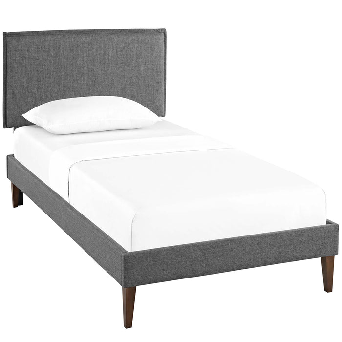 Amaris Twin Fabric Platform Bed with Squared Tapered Legs