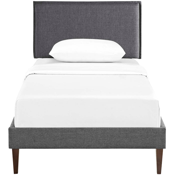 Amaris Twin Fabric Platform Bed with Squared Tapered Legs