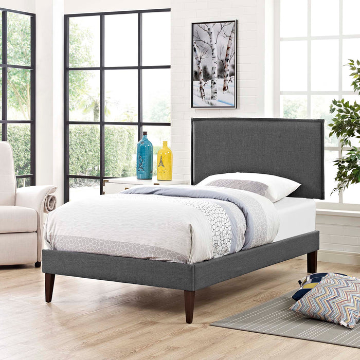 Amaris Twin Fabric Platform Bed with Squared Tapered Legs