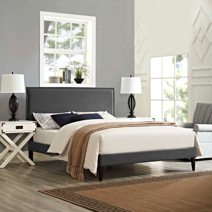 Amaris Queen Fabric Platform Bed with Squared Tapered Legs