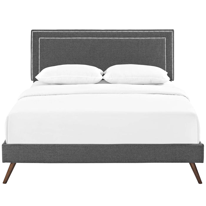 Virginia Queen Fabric Platform Bed with Round Splayed Legs