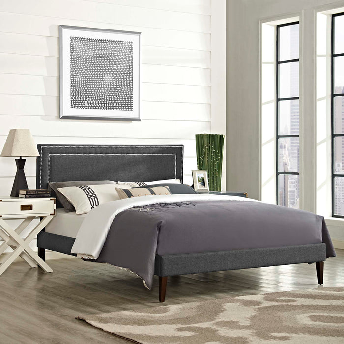 Virginia Full Fabric Platform Bed with Squared Tapered Legs