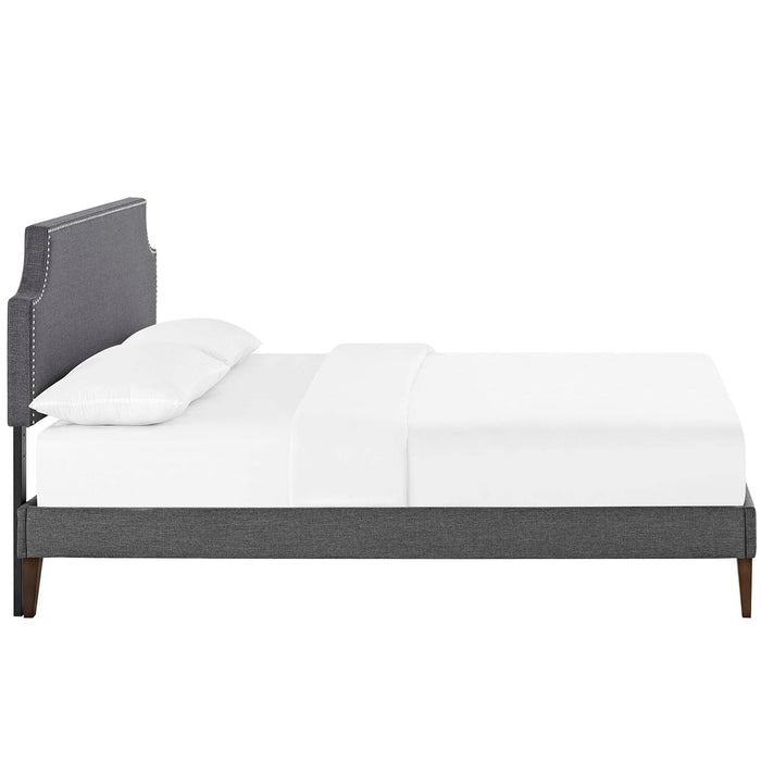 Corene Full Fabric Platform Bed with Squared Tapered Legs