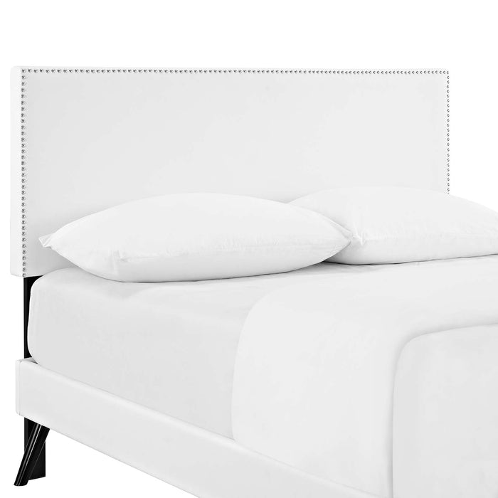 Macie King Vinyl Platform Bed with Round Splayed Legs