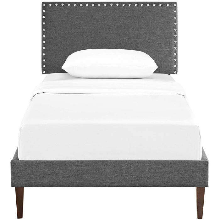 Macie Twin Fabric Platform Bed with Squared Tapered Legs