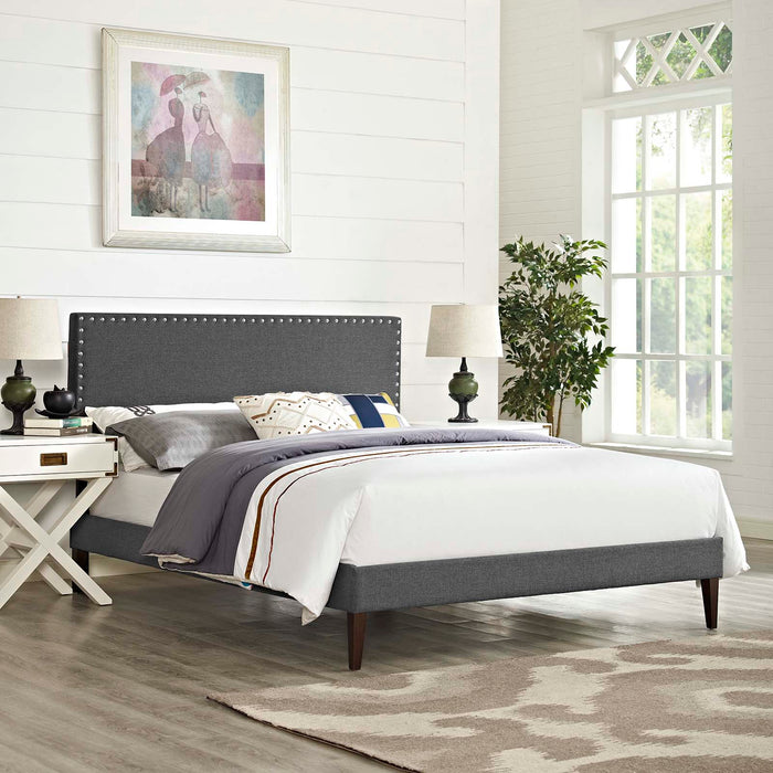 Macie Queen Fabric Platform Bed with Squared Tapered Legs